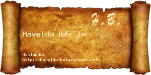 Havelda Béla névjegykártya